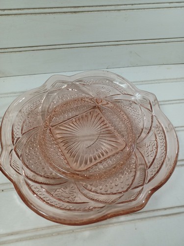 Large Beautiful EAPG Pink Glass Covered Butter Dish Massachusetts Pattern 8"w - Picture 4 of 11