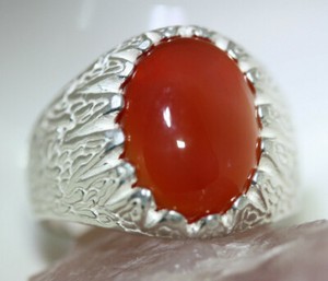 AMAZING-MEN-039-S-10-CT-OVAL-CAB-CARNELIAN-AGATE-STERLING-SILVER-RING-SZ-10-US-MADE