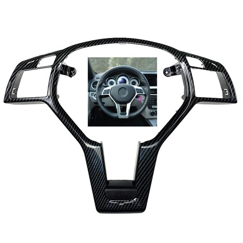 Borde de cubierta de volante con aspecto de fibra de carbono para Benz W176 W204 W212 AMG 2012-14 - Imagen 2 de 8