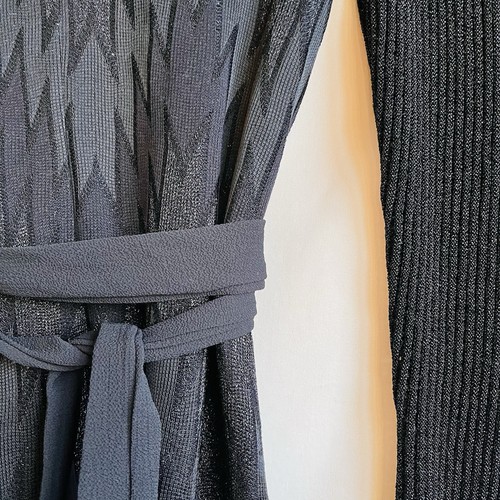 Abito Missoni nero metallizzato glitter maglia trapezio midi scollo a V designer raro - Foto 6 di 9