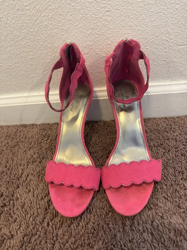 Worthington Wor Cohen Pink Faux Suede Heels Stilettos Ankle Strap Barbie 9 - Picture 2 of 6