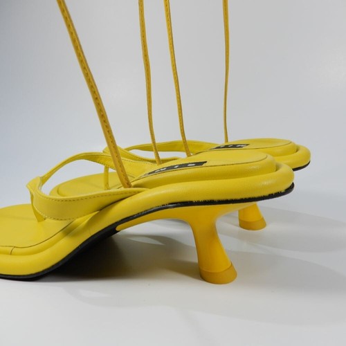 SIMON MILLER Beep Ankle Wrap Thong Sandals Size 6 Citron Kitten Heel NEW $465 - Picture 9 of 15