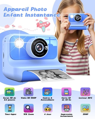 Appareil Photo Enfant Instantané1080P 20MP 10X Appareil Photo Instantané Enfa... - Zdjęcie 2 z 7