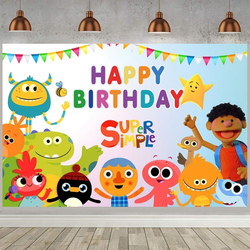 Super Simple Song Birthday Decorarion Backdrop Banner Party Supplies 5x3ft - Picture 1 of 6