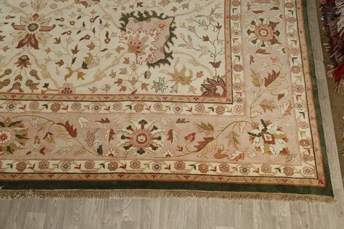 IVORY Vegetable Dye Agra Floral Oriental Hand-knotted Over Size Area Rug 17x22 - Picture 6 of 12