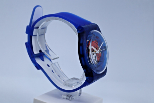 NEW Swatch Swiss Clownfish Blue Skeleton Dial White And Blue Watch SUON112 Rever - Picture 5 of 12
