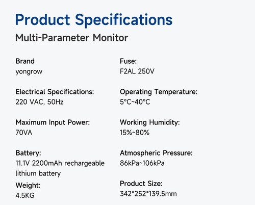 Vital Signs Monitor 12 in Human/VET Use Multi-parameter Medical Patient Monitor - Picture 16 of 21