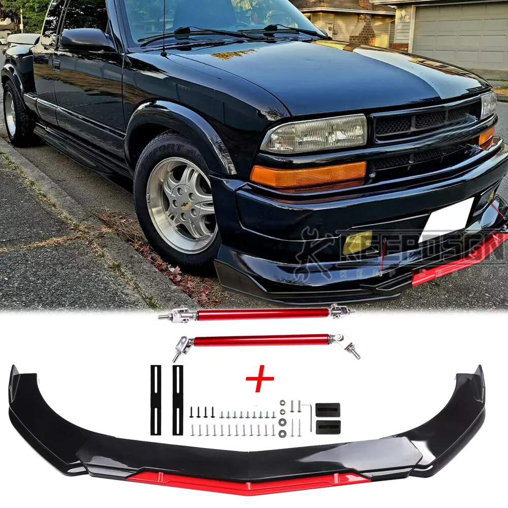 Front Bumper Lip Splitter Pars Accessories Strut Rod for Chevy S10 Xtreme GLOSSY