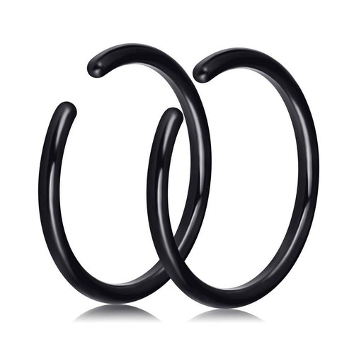 2PCS C-shaped Nose Hoop Stainless Steel Nose Ring Lip Ear Helix Tragus Rings 20G - Picture 14 of 39