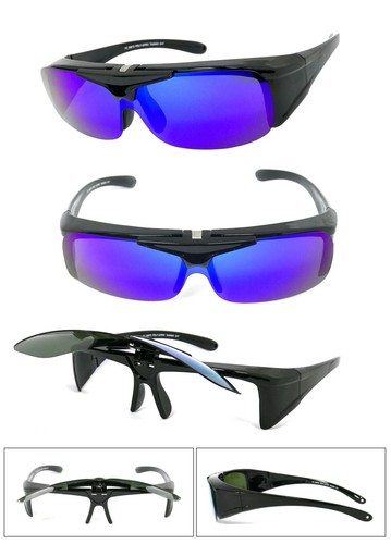 New Flip Up Fit Over Sunglasses Polarized Mirror Lens Over PRESCRIPTION GLASSES - Picture 21 of 63