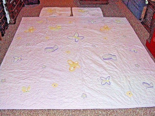 Kid's Girl's Full Size Comforter & Pillow Sham Set Butterflies & Flowers Bedding - Picture 2 of 7