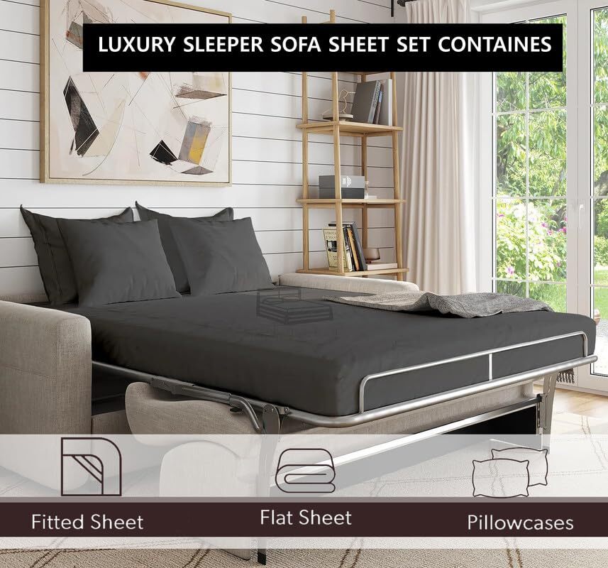 Queen Sleeper Sofa Bed Sheet Set 400 6" Drop Queen Size Sheets Dark