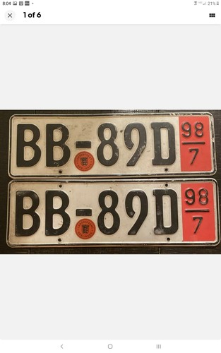 VTG Foreign German License Plate Pre Eu Landratsamt Boblingen, BB-89D, Very Good - Picture 1 of 5