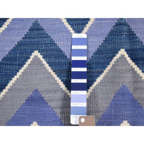 7'1"x10'1" Colorful Wool Hand Woven Afghan Kilim with Chevron Design Rug R80551 - Picture 4 of 6