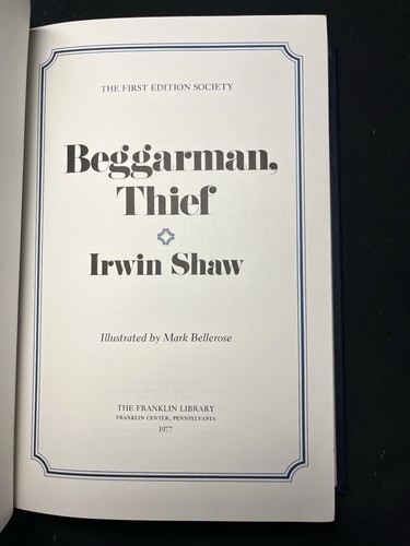 Beggarman Thief Irwin Shaw Franklin Library Limited First Edition Society 1977 - Bild 19 von 24