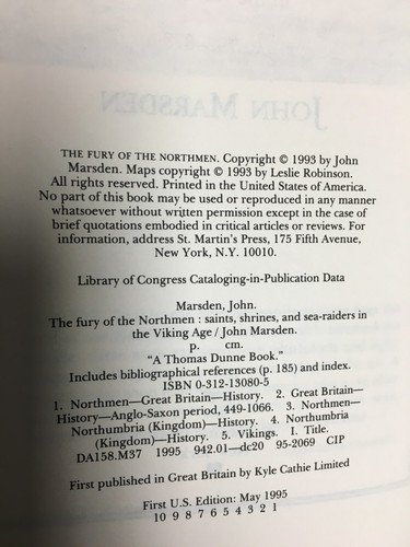 "The Fury of the Northmen" by John Marsden 1st/1st HC/DJ 1995 Viking History - Picture 7 of 17