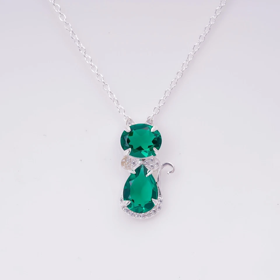 Colgante de piedras preciosas de circón verde esmeralda creado en laboratorio joyería de moda FY Foto 3 de 4