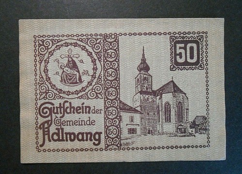 AUSTRIA 1920 Deutusch Osterreich Banconota da 50 Heller Città di ADLWANG - Picture 2 of 2