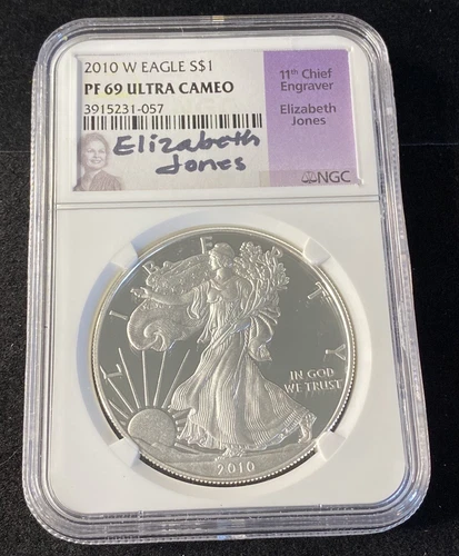 2010-W Proof American Silver Eagle NGC PF69 Ultra Cameo Elizabeth Jones Signed