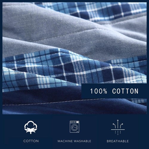 Nautica Quilt Set Full/Queen Addison 3-Piece Striped Soft Cotton (100%) Blue - Picture 4 of 8