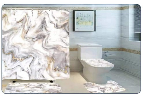 Waterproof Polyester Fabric Bathroom Shower Curtain 3D Panel Print With 12 Hooks - Picture 12 of 14