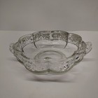 Vintage Jeannette Aztec Rose Serving Dish Relish Bowl 6" Two Handle Clear Glass