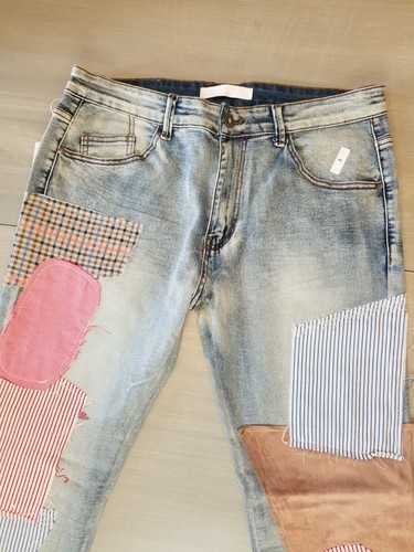 KDNK Patchwork Skinny Fit Jeans Mens 34×31 - Picture 2 of 5