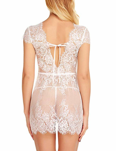 White-Sexy-Lingerie-Sleepwear-Lace-Babydoll-Women-Dress-Nightwear-G-string-Gifts - Picture 35 of 182
