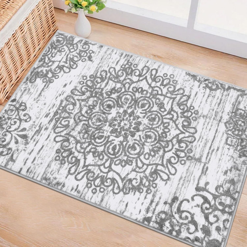 HEBE Washable Area Rug - 2'X3' Non Slip Soft Distressed Medallion Bedroom Boho L - Picture 6 of 12