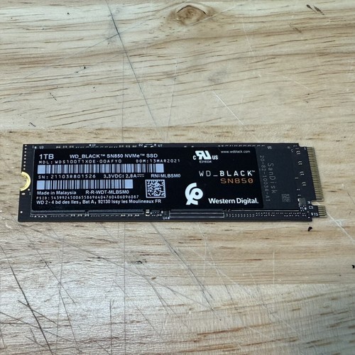Western Digital WD Black SN850 1TB M.2 2280 NVMe SSD – Used, Good Condition