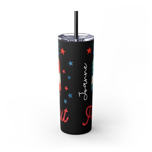 Vaso flaco personalizado 4 de julio con pajita, regalo 4 de julio, regalo colores bandera de Estados Unidos - Imagen 13 de 19
