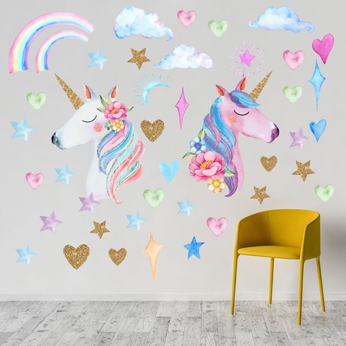 Nursery Wall Sticker Decals Unicorn Rainbow Kid Home Art Decor Removable Au New - Picture 6 of 7