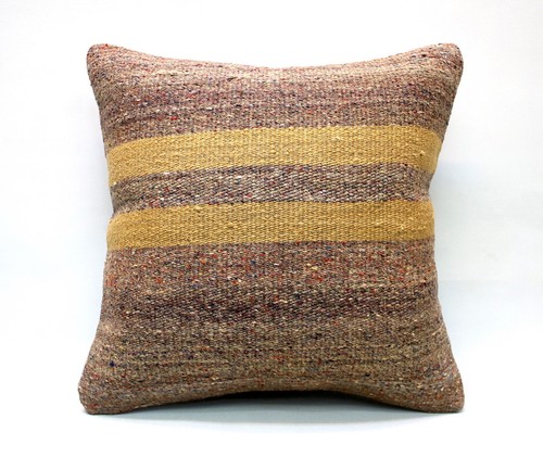 Kilim Square Pillow, 18x18 in, Decorative Throw Cushion, Handmade Vintage Pillow - Picture 1 of 6