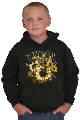 Vintage Urban Streetwear Shook Sunflowers Youth Hooded Sweatshirt Boy or Girl - Picture 4 of 7