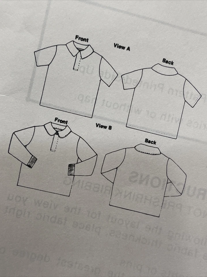 Vintage Sew Easy 149 Toddler’s Polo Shirt Sz 1 2 3 4 Short Or Long Sleeve Jo Lyn - Image 4 of 4