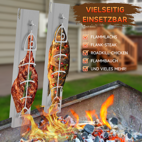 Flammlachsbrett Räucherbrett Flammlachsbretter Flammlachs Halterungen Edelstahl - Bild 6 von 12