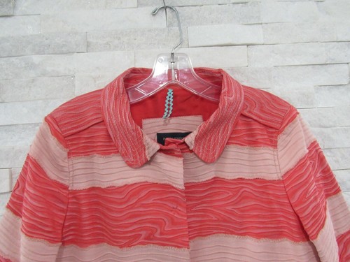 Piazza Sempione Pink Textured Moire Jacquard Stripe Cropped Jacket 42 US 6 - Picture 2 of 7