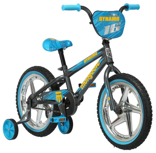 MONGOOSE DYNAMO BOY'S SIDEWALK BIKE 16" WHEELS, BLACK/BLUE *DISTRESSED PKG