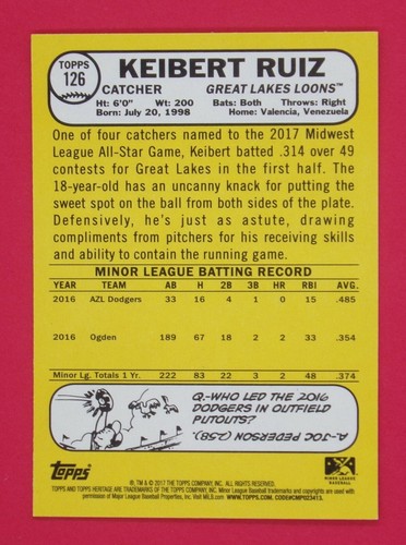 2017 Topps Heritage Minors Baseball -  Pick Your Card - Picture 247 of 391