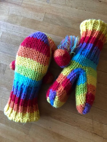 Kyber Rainbow Dog Kids Wool Blend Mittens Fleece Lined - Picture 2 of 11