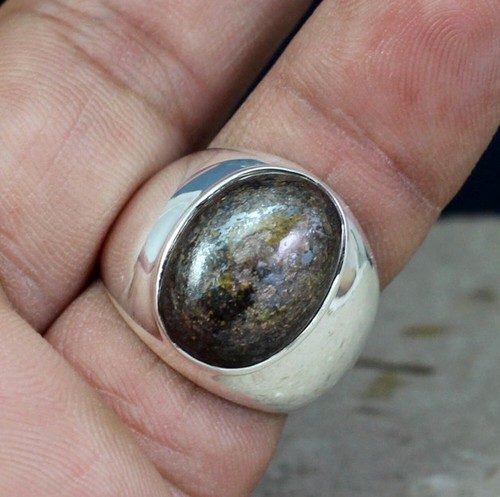 Bronzite Gemstone Man's Cocktail Gift Ring Solid 925 Sterling Silver Jewelry - Picture 2 of 10