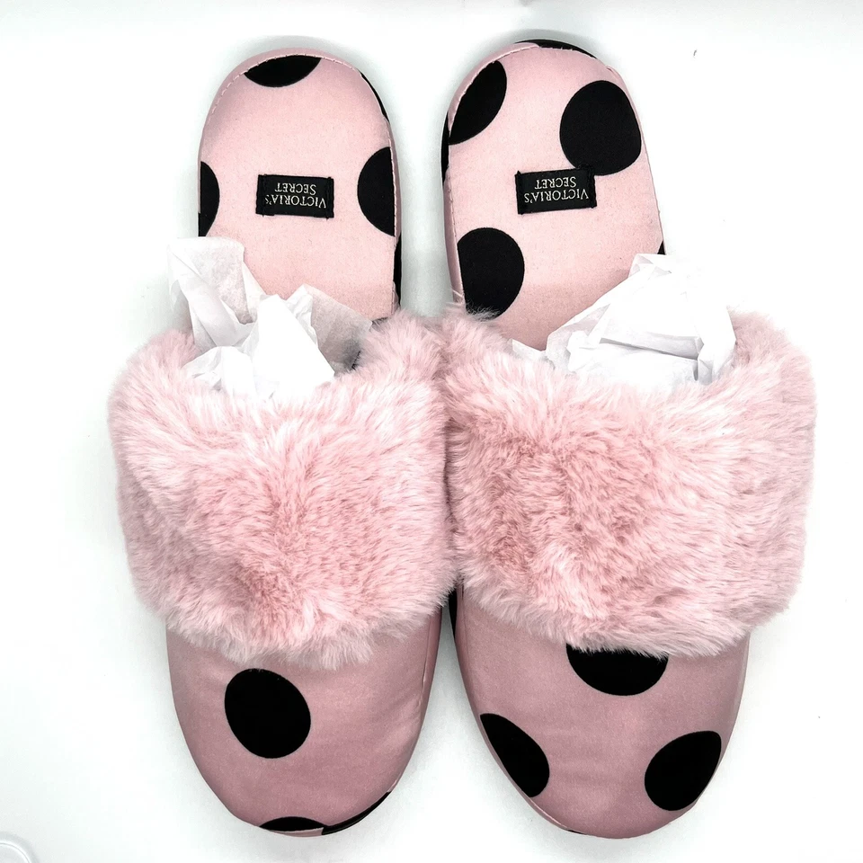 Victoria's Secret (размер S) женщин моды дом тапочки розовый W/черный горошек - Изображение 3 из 4