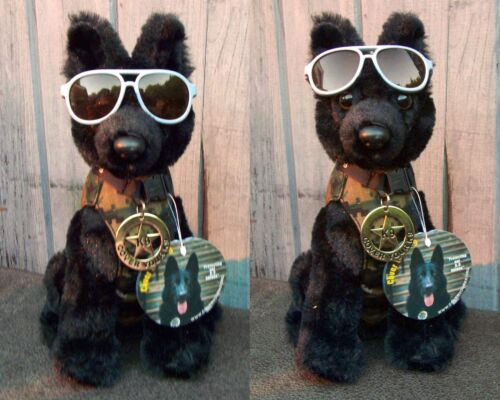 Black German Shepherd Plush Police Dog with K9 Badge Cool Shades K9 Fundraiser - Foto 1 di 7