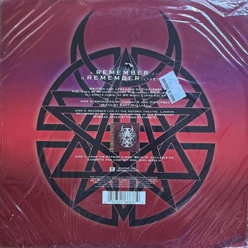 DISTURBED Remember / Remember (LIVE) 7" PURPLE Vinyl NEW UK UPC # 054391668370 - Picture 2 of 3