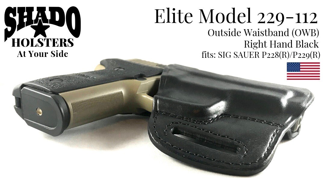SHADO Leather Holster USA Elite Model 229-112 Right Hand Black OWB Sig Sauer - Picture 3 of 11