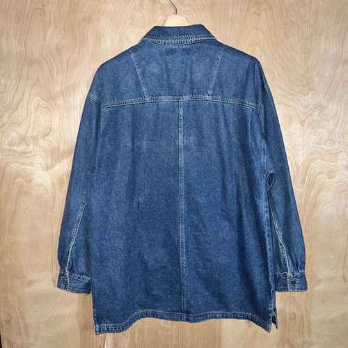 VINTAGE 90s RESULTS JEANS DENIM ANORAK LOGO JACKET BLUE SIZE LARGE - Picture 7 of 9