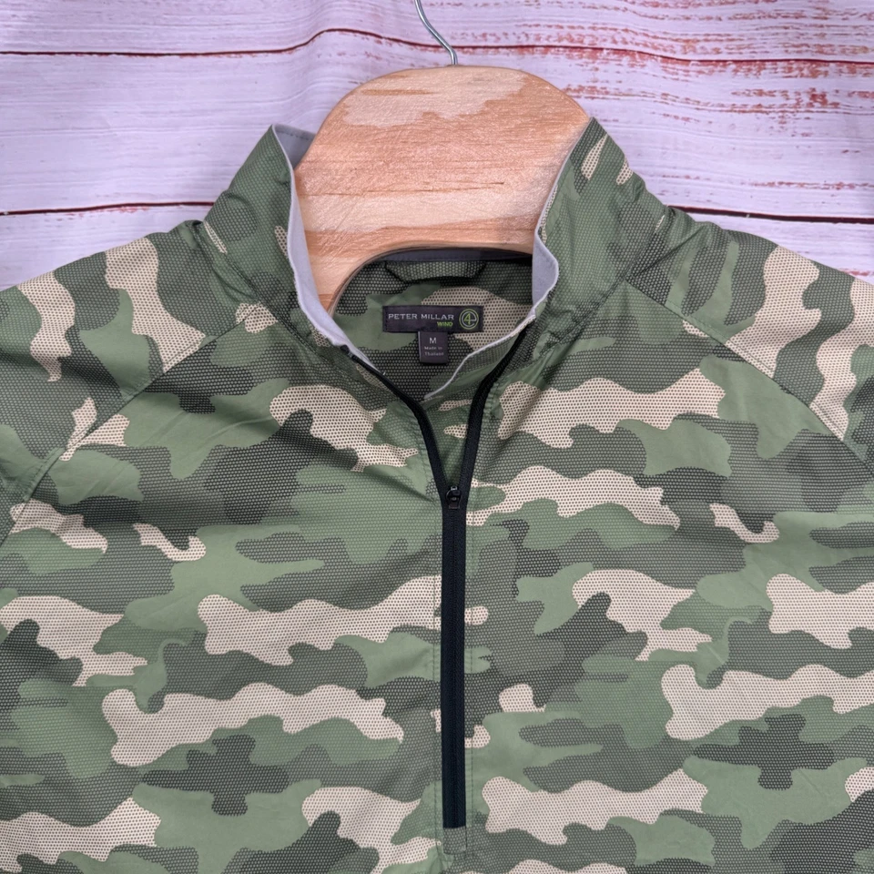 Chaqueta cortavientos Peter Millar camuflada talla mediana cuarto cremallera ligera Foto 2 de 4