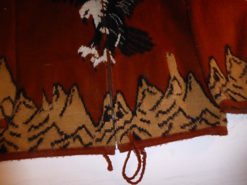 Maglione vintage Tejidos Rumiñahui uomo taglia L zip cappuccio lana aquila nativa - Foto 5 di 24