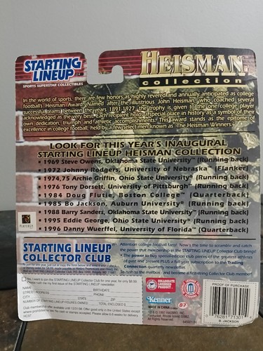 🏈 1997 Kenner Starting Lineup Heisman Collection BO JACKSON Auburn University - Picture 18 of 22
