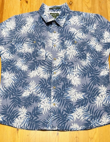 EDDIE BAUER Hemd Large Blau Palmen Relaxed Fit Kurzarm Tasche Button Down - Bild 23 von 24